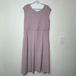 Athleta Ryder Ribbed Midi Dress Size 2X Back Cutout Pockets Smoked Mauve